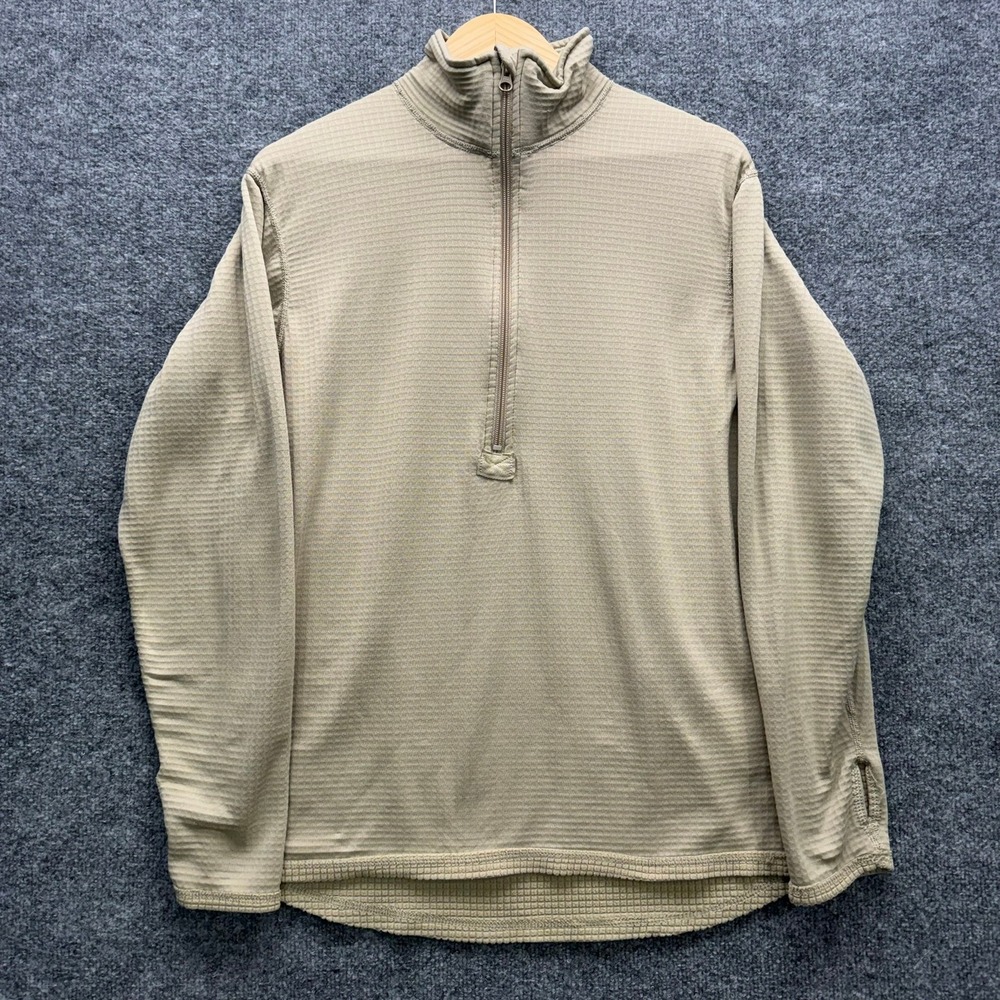 US Army Polartec Thermal Top Men's Size M Tan Half Zip Cold Weather Base Layer
